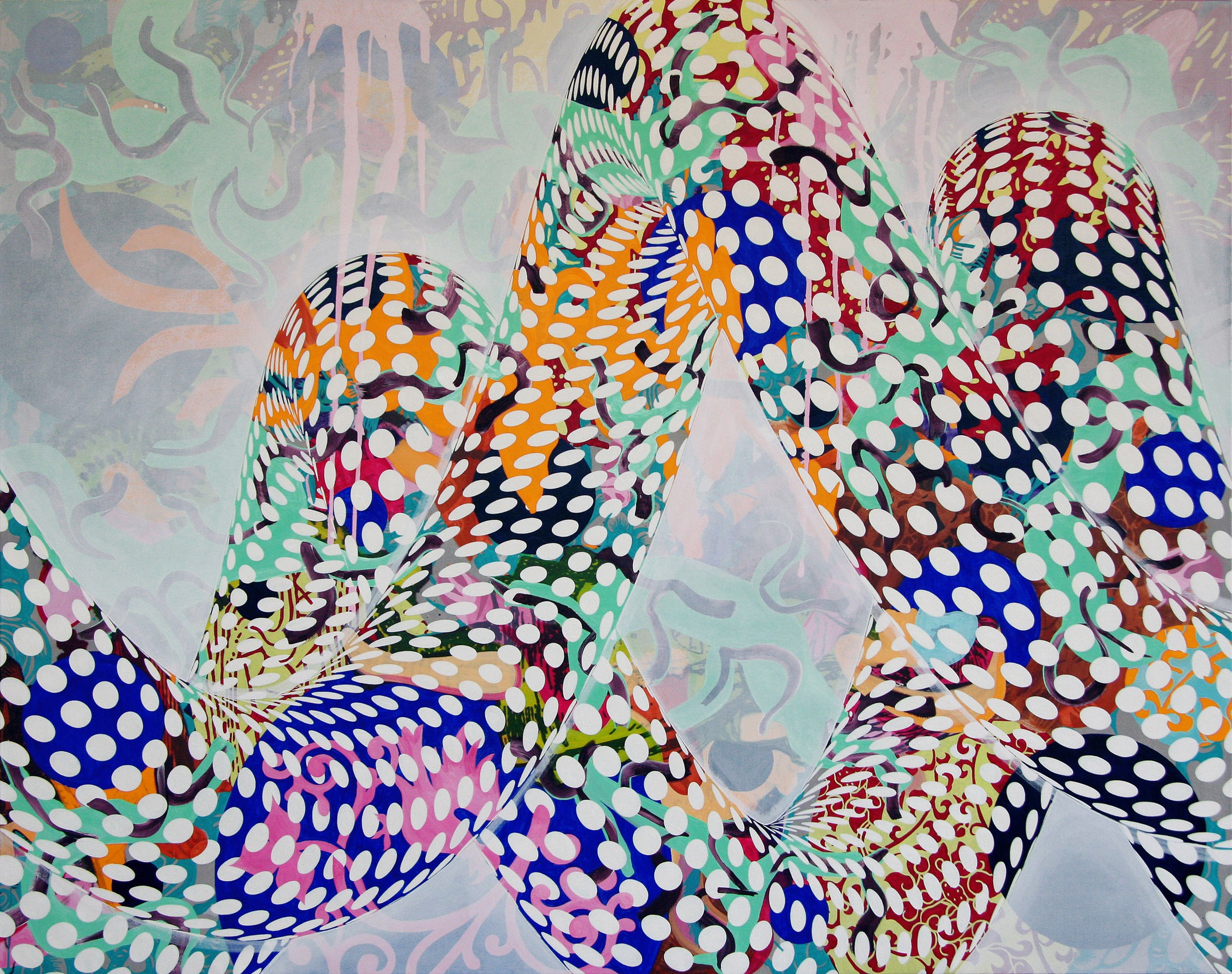 Loop #02, 2012, óleo y acrílico sobre lienzo, 185 x 232 cm.